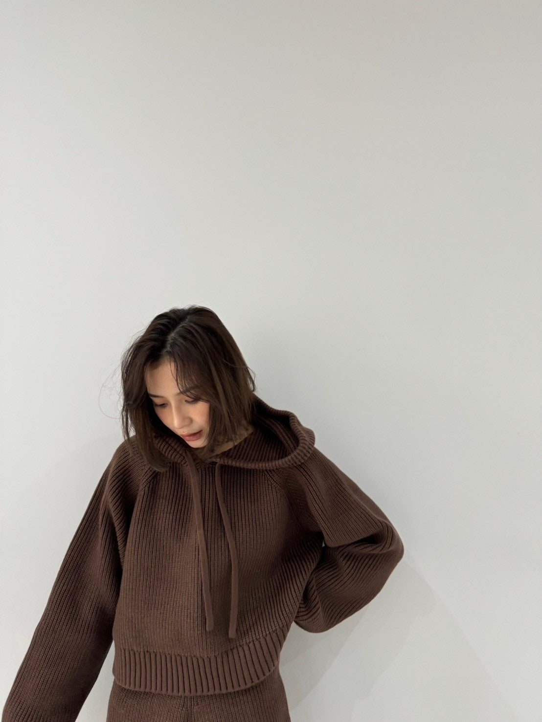 cotton lib knit hoodie