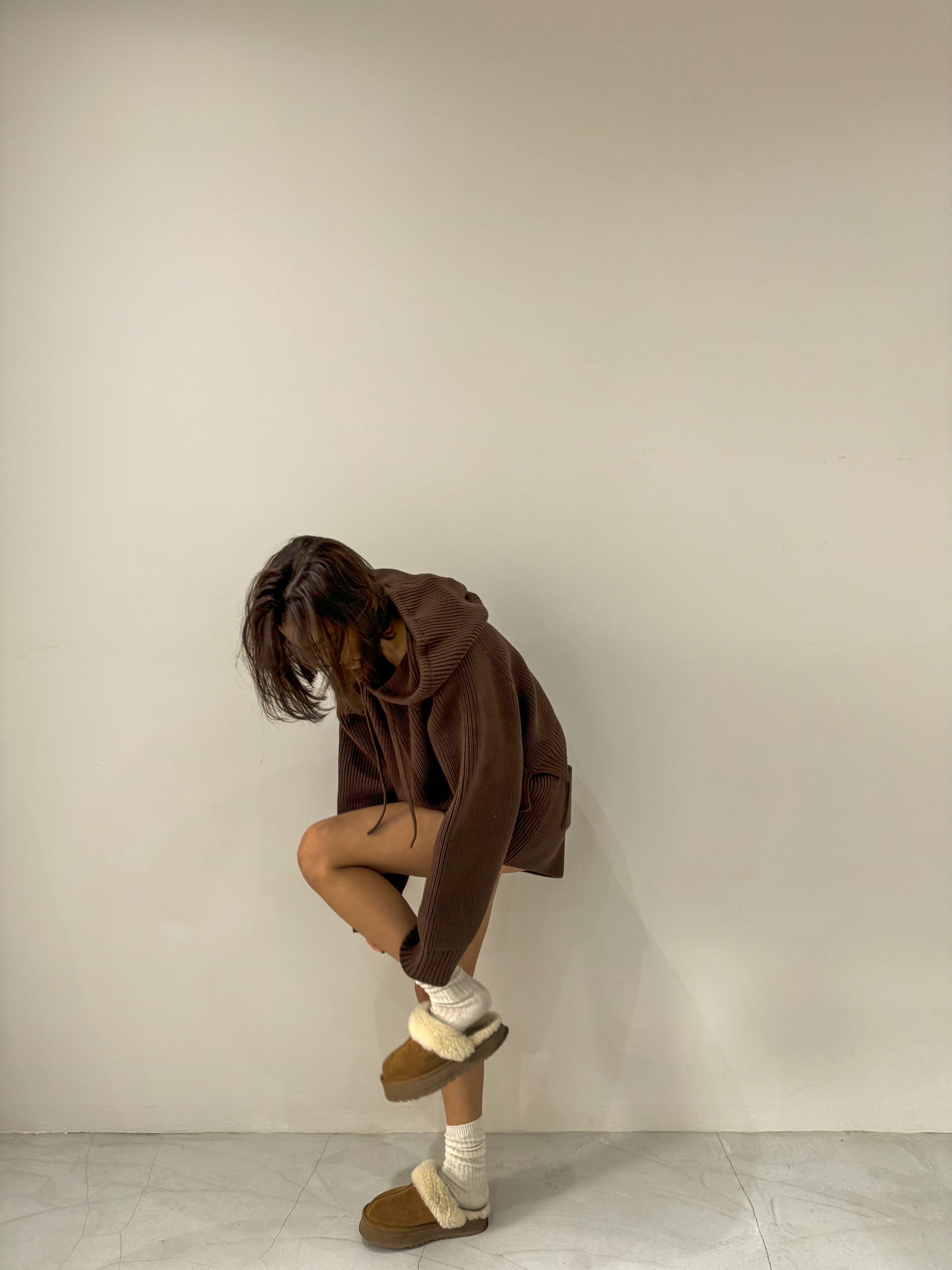 cotton lib knit hoodie