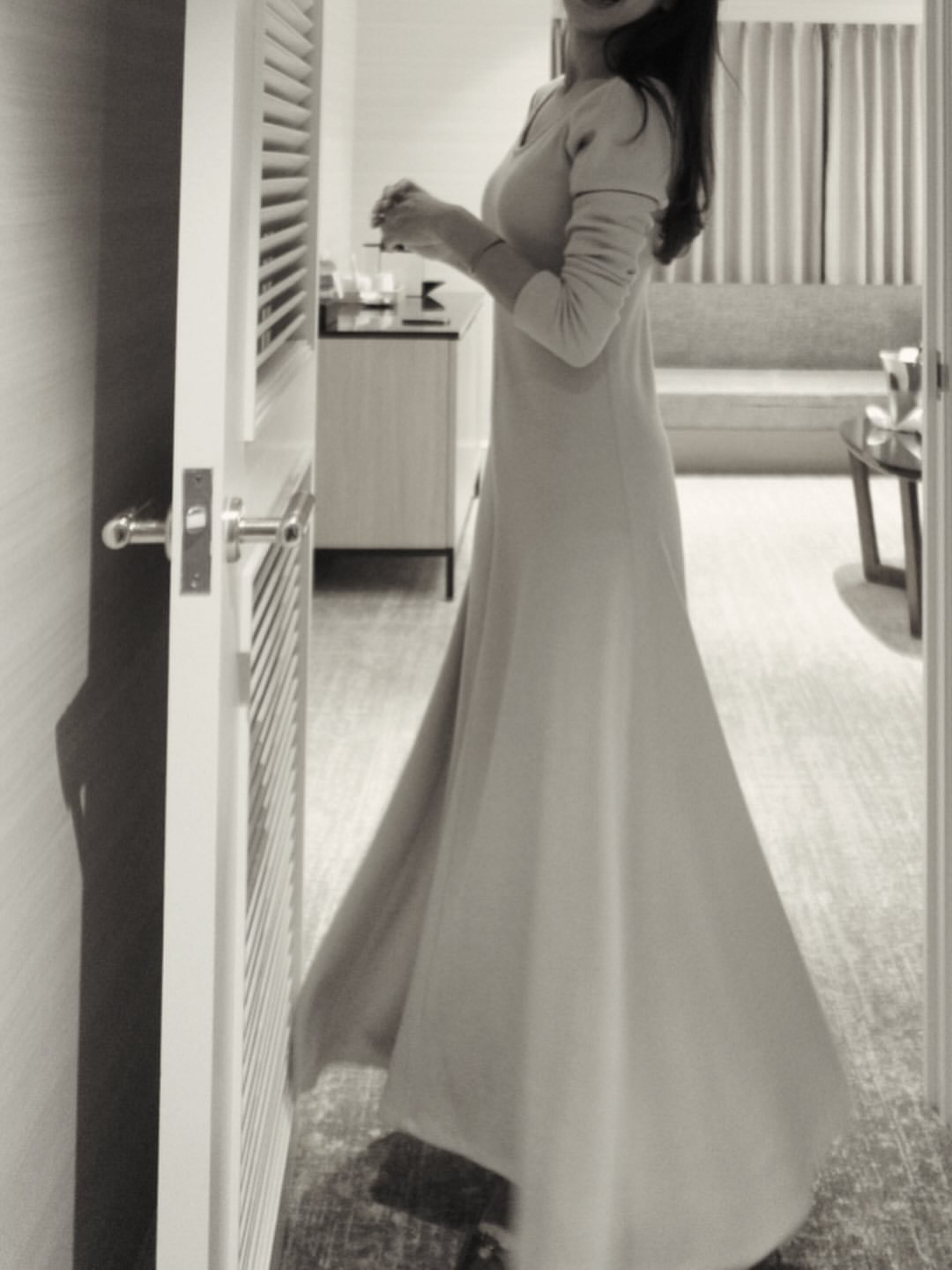 Back open soft rib dress