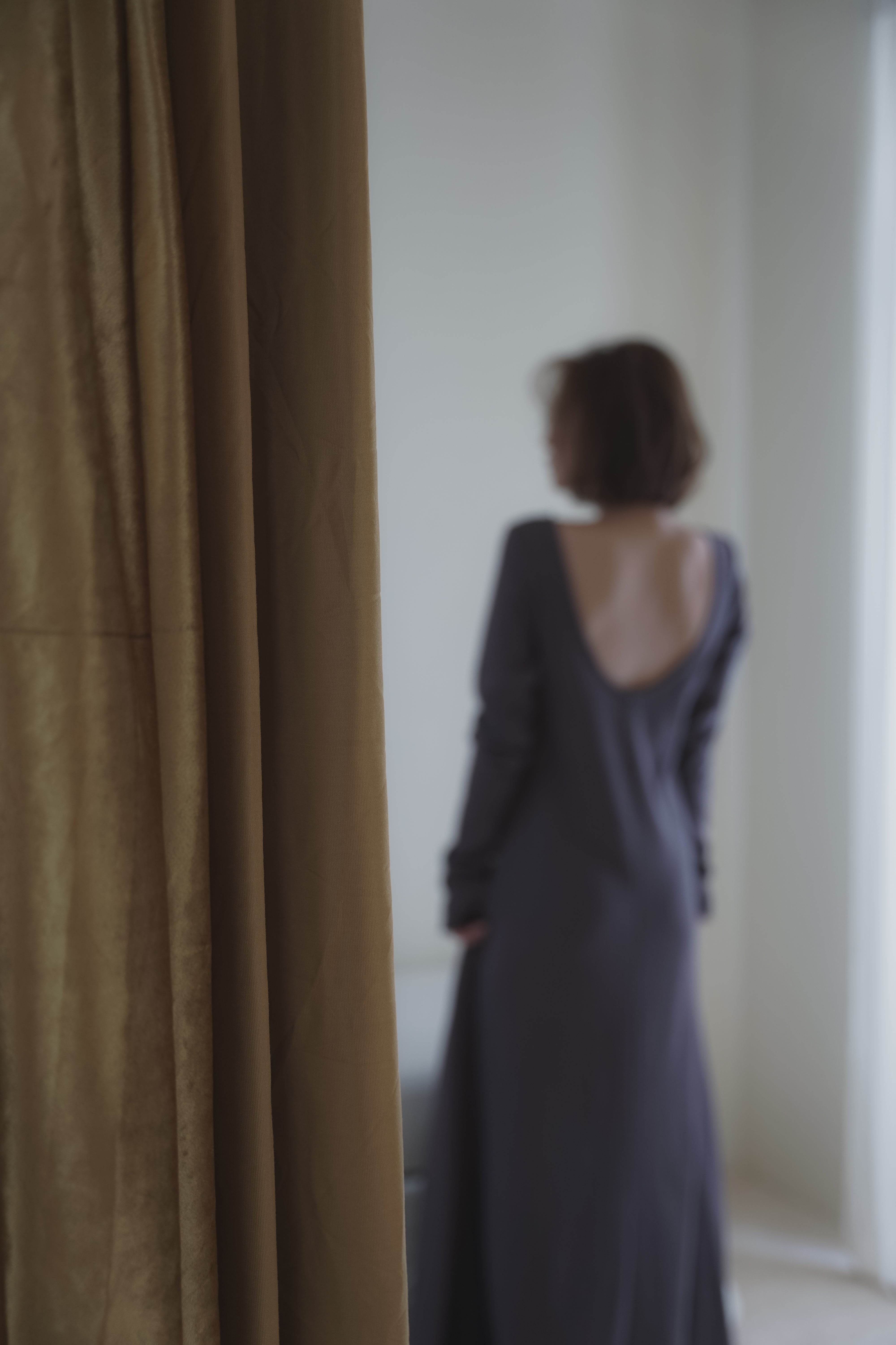 Back open soft rib dress