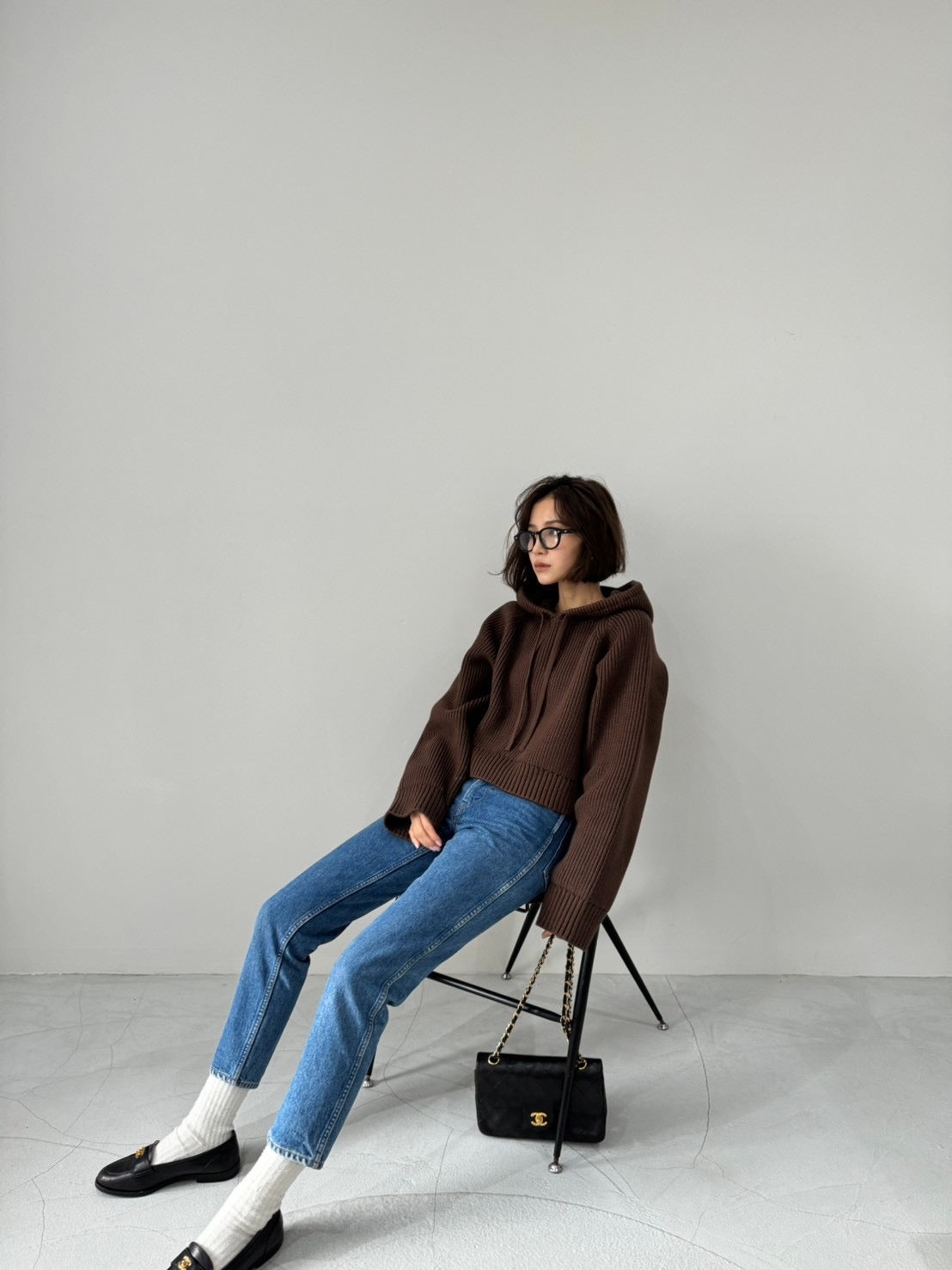 cotton lib knit hoodie