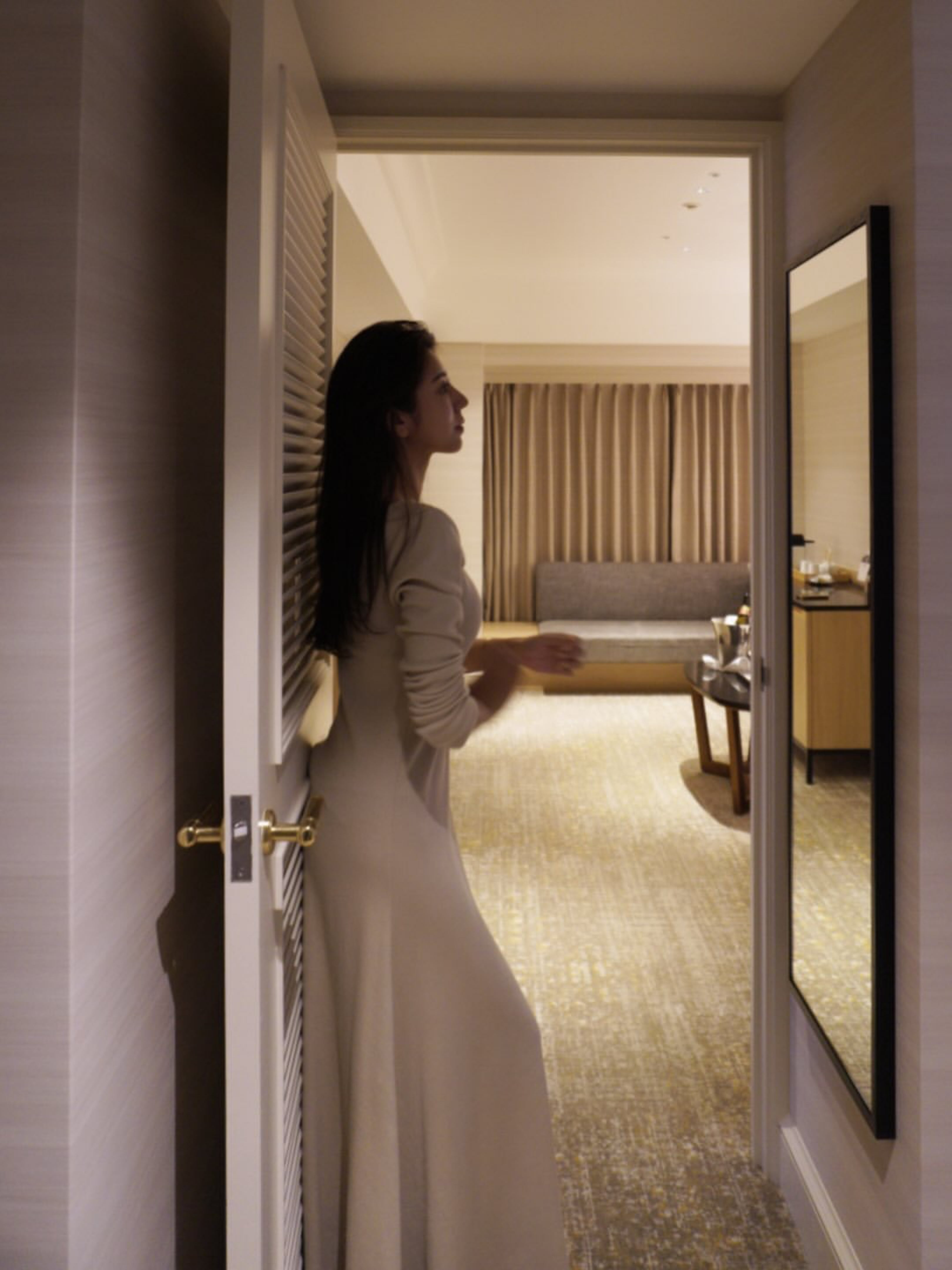 Back open soft rib dress