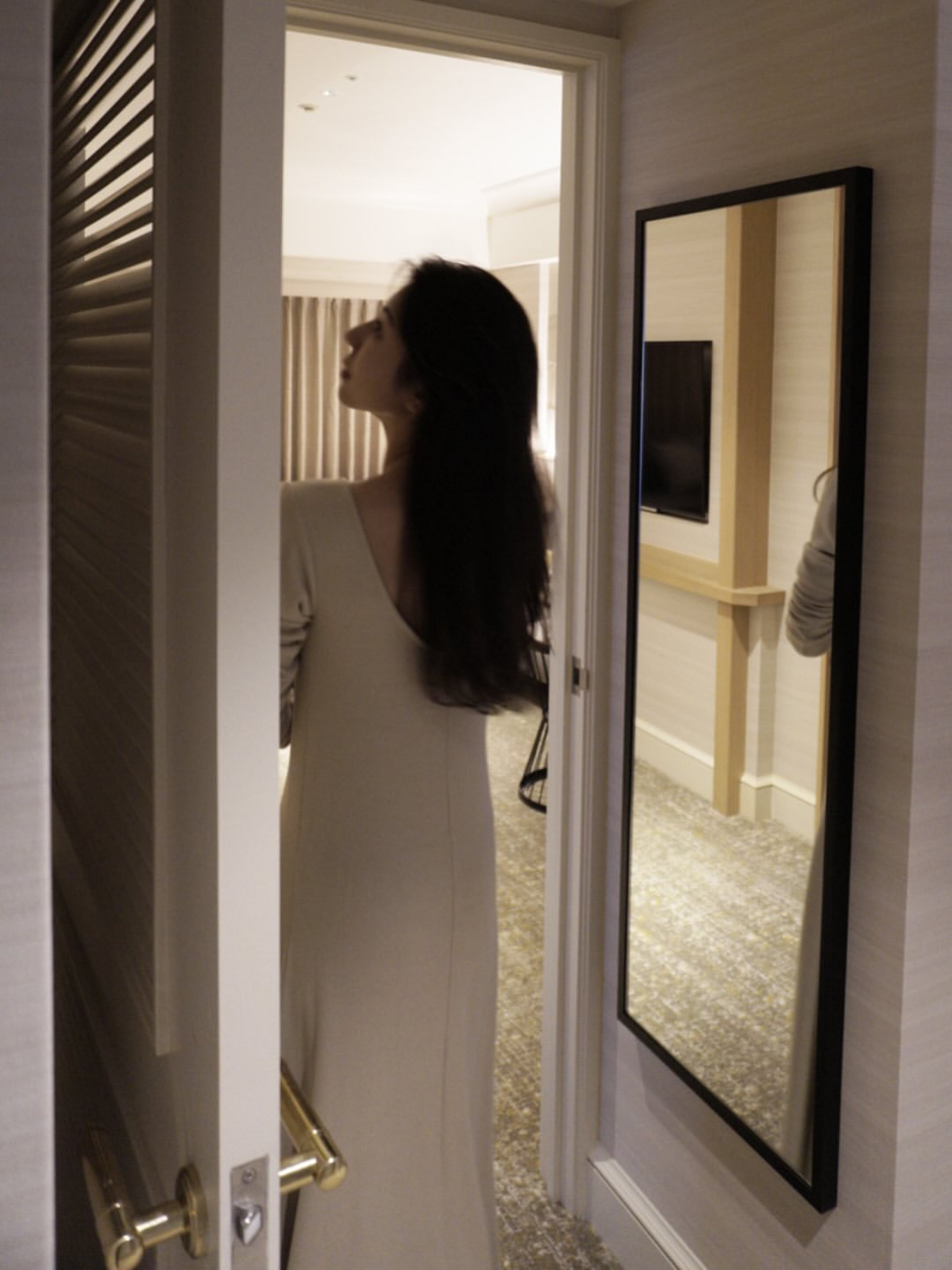 Back open soft rib dress