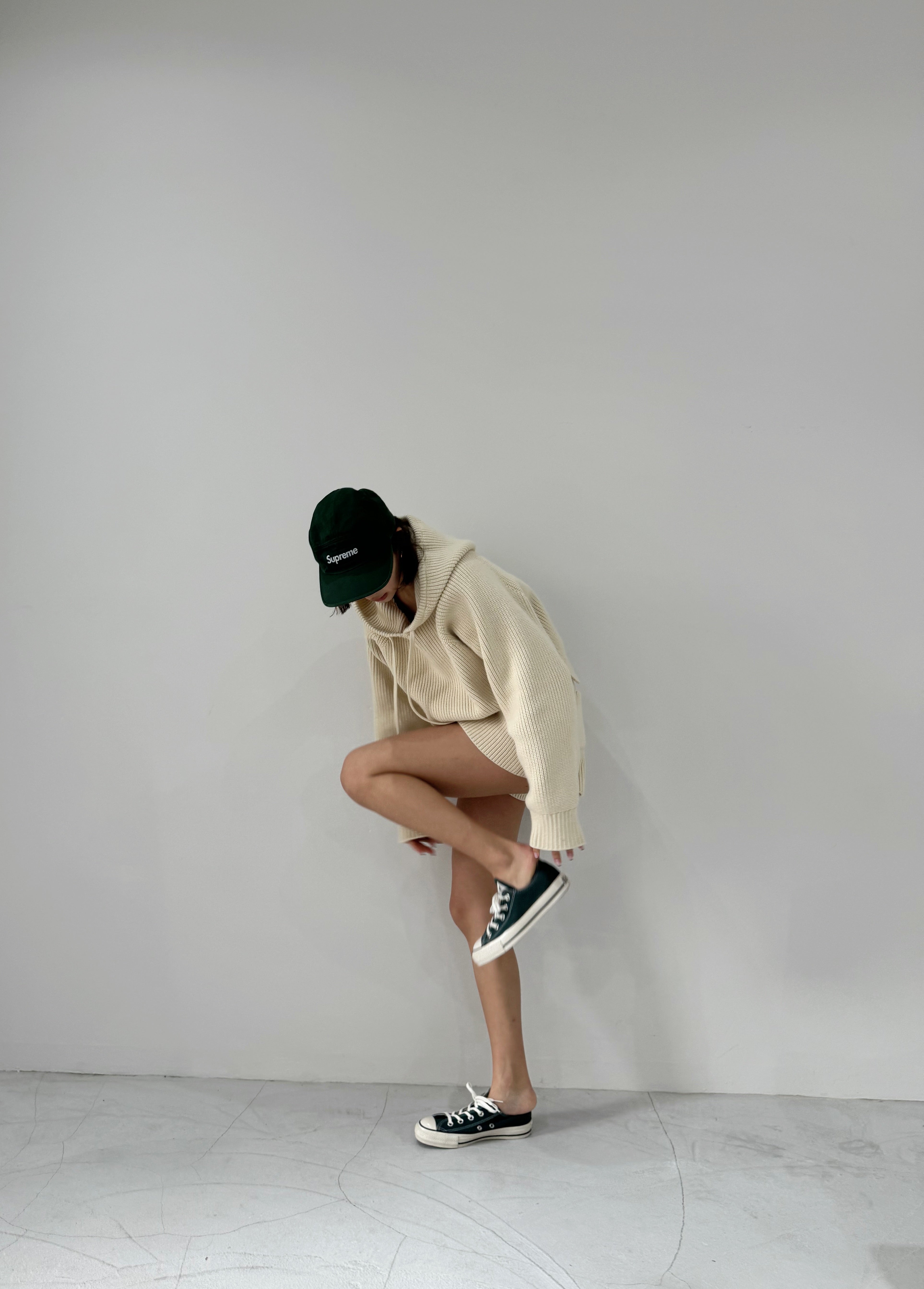 cotton lib knit hoodie