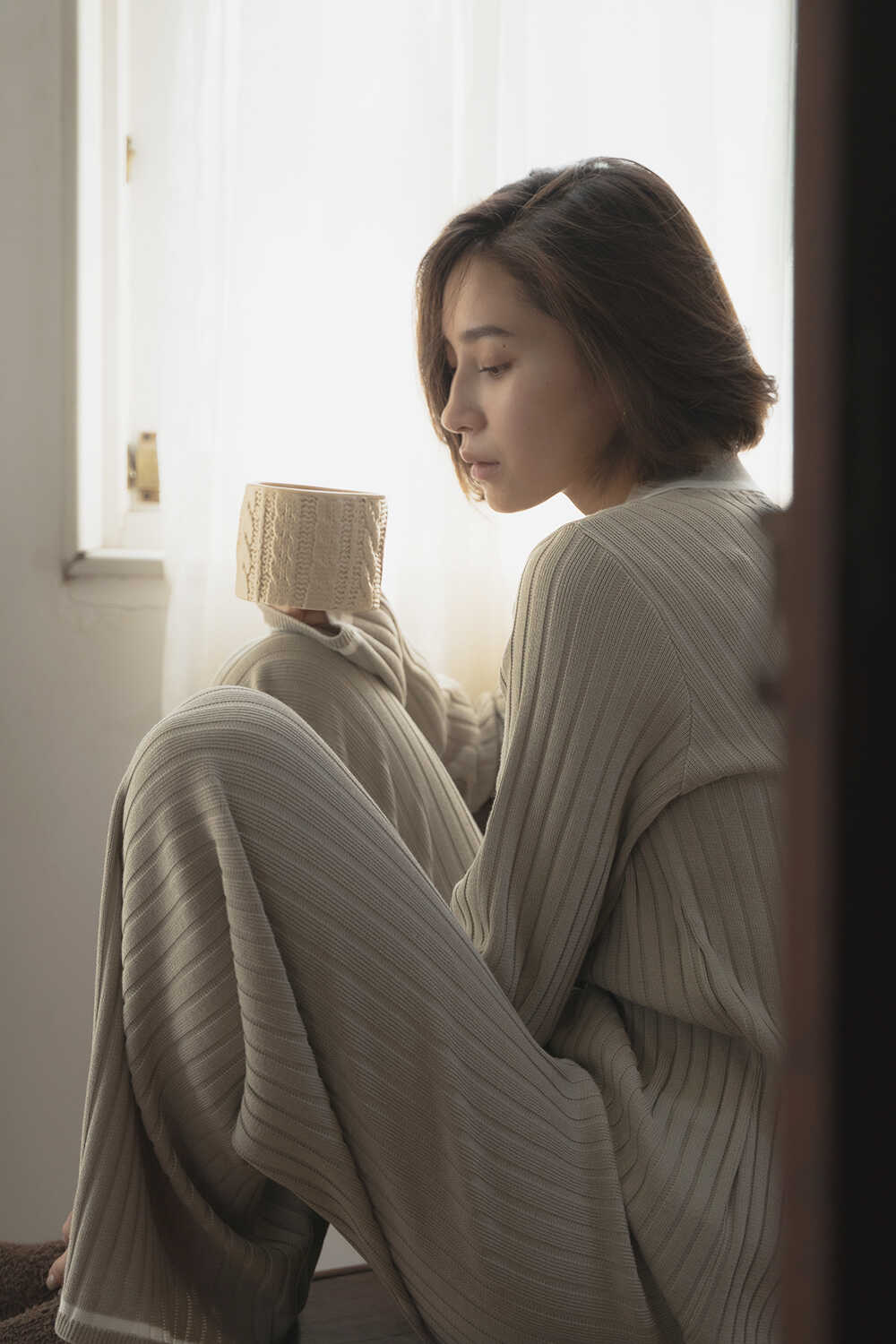 cotton rib knit set up