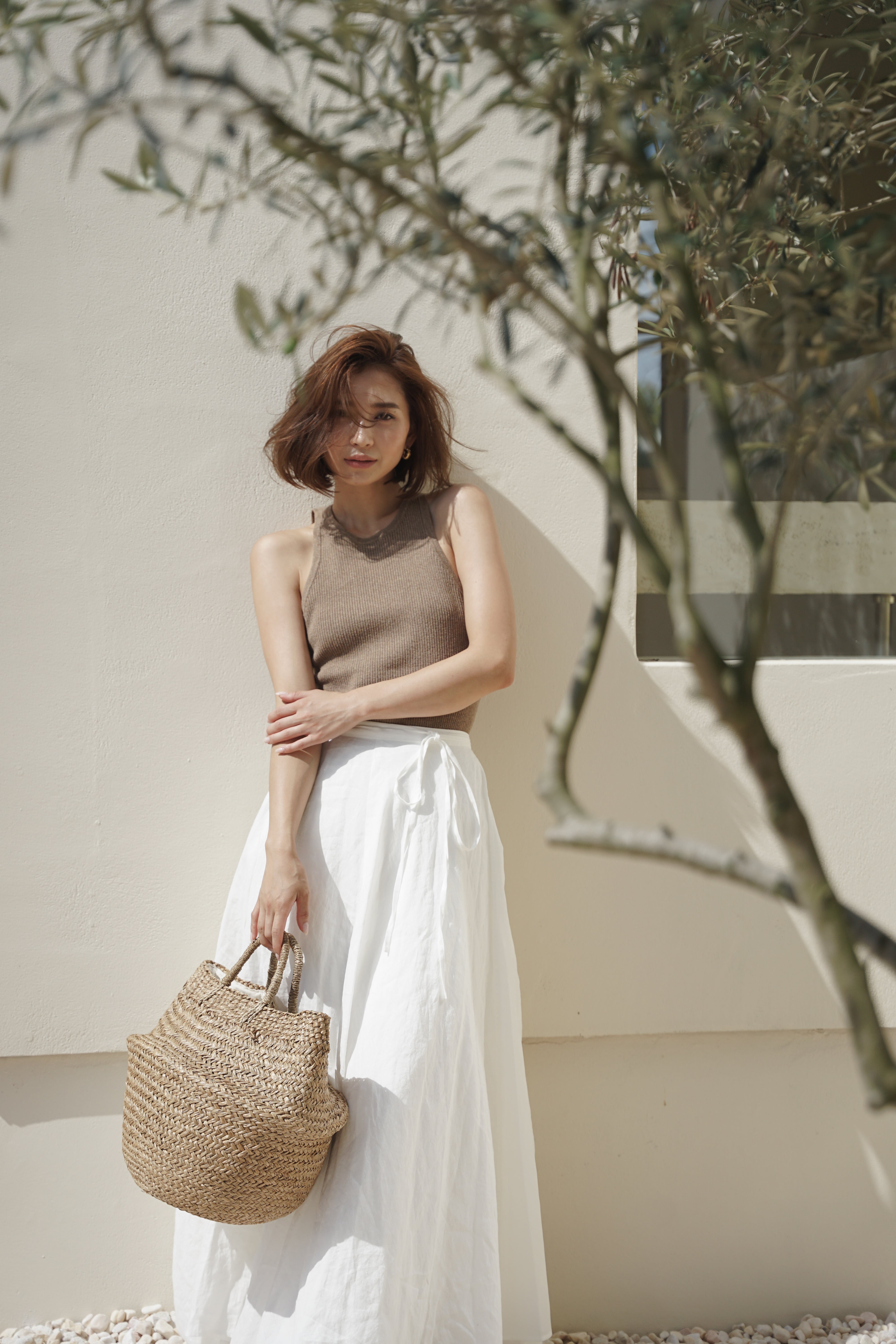 Volume linen wrap skirt