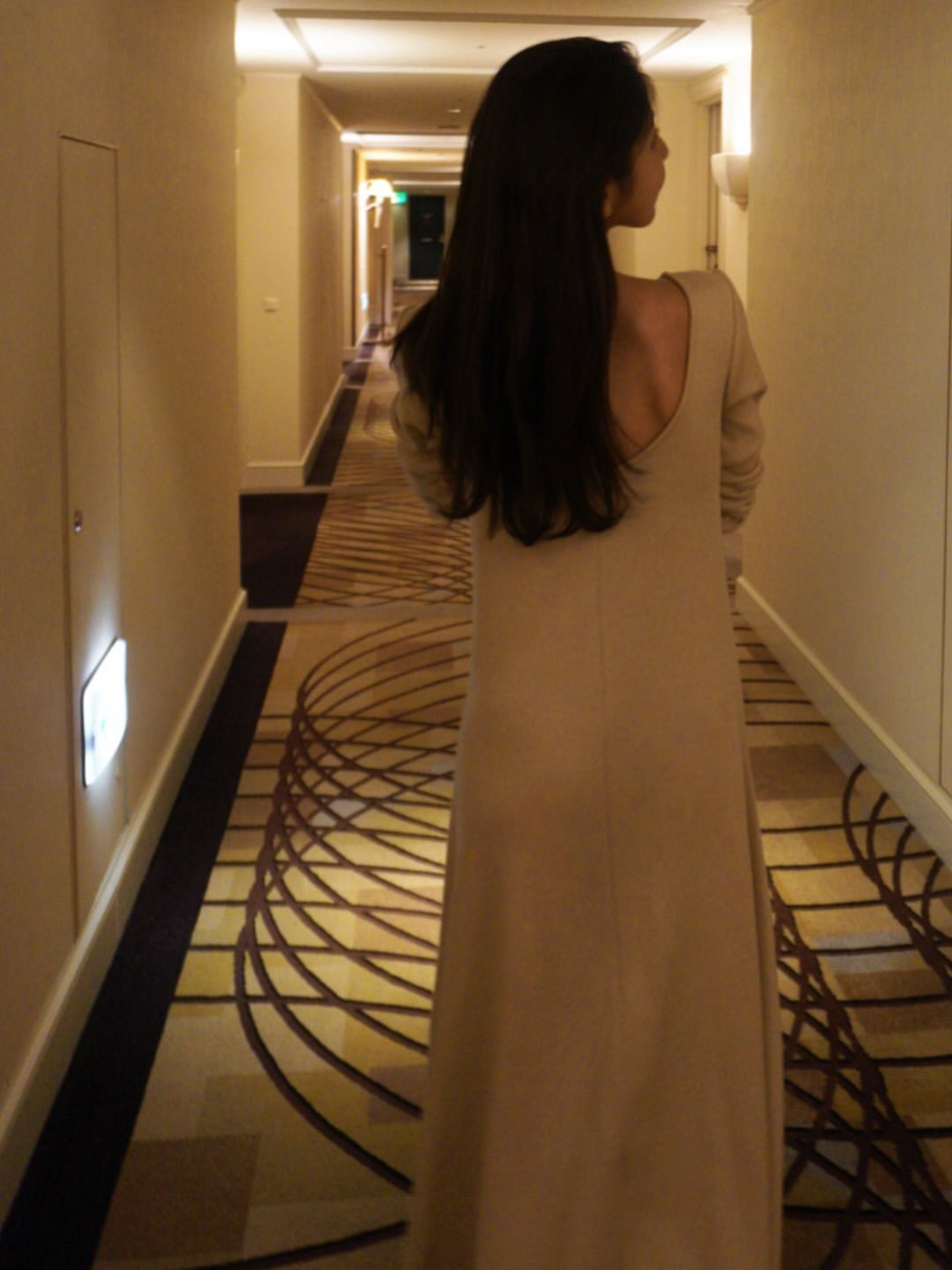 Back open soft rib dress